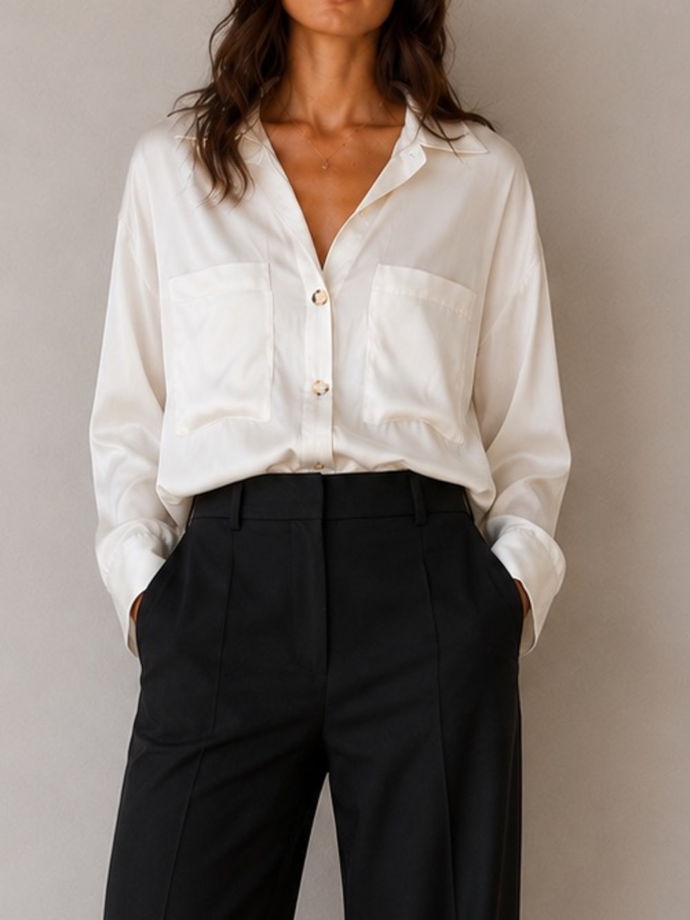 Zara Classic Cream Button-Front Women's Shirt